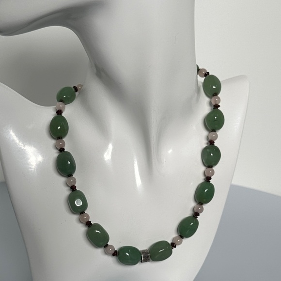 Jade 925green JADEpink jade amethystNecklace​​